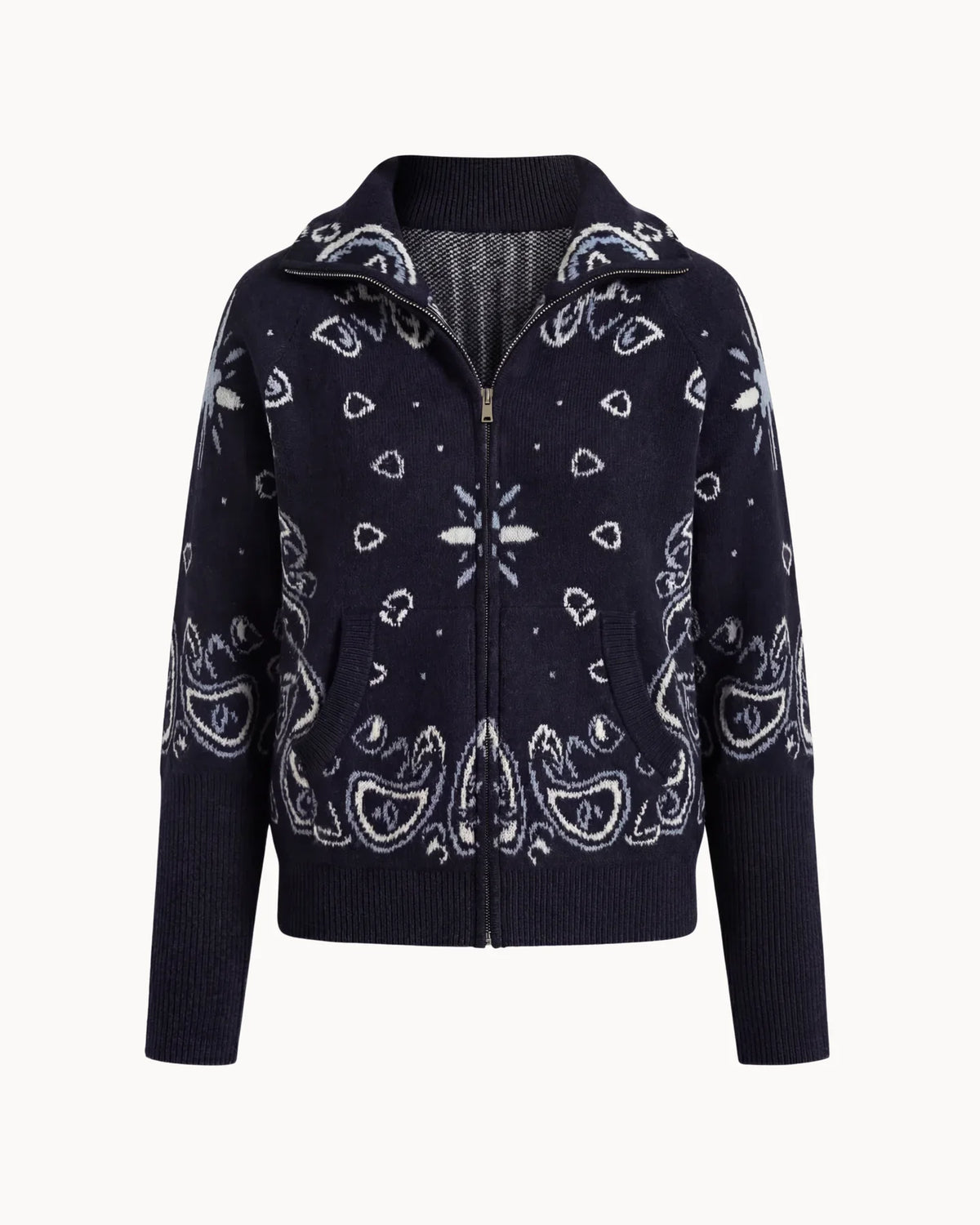 Delaney | Women's Paisley Zip Up Knit Cardigan