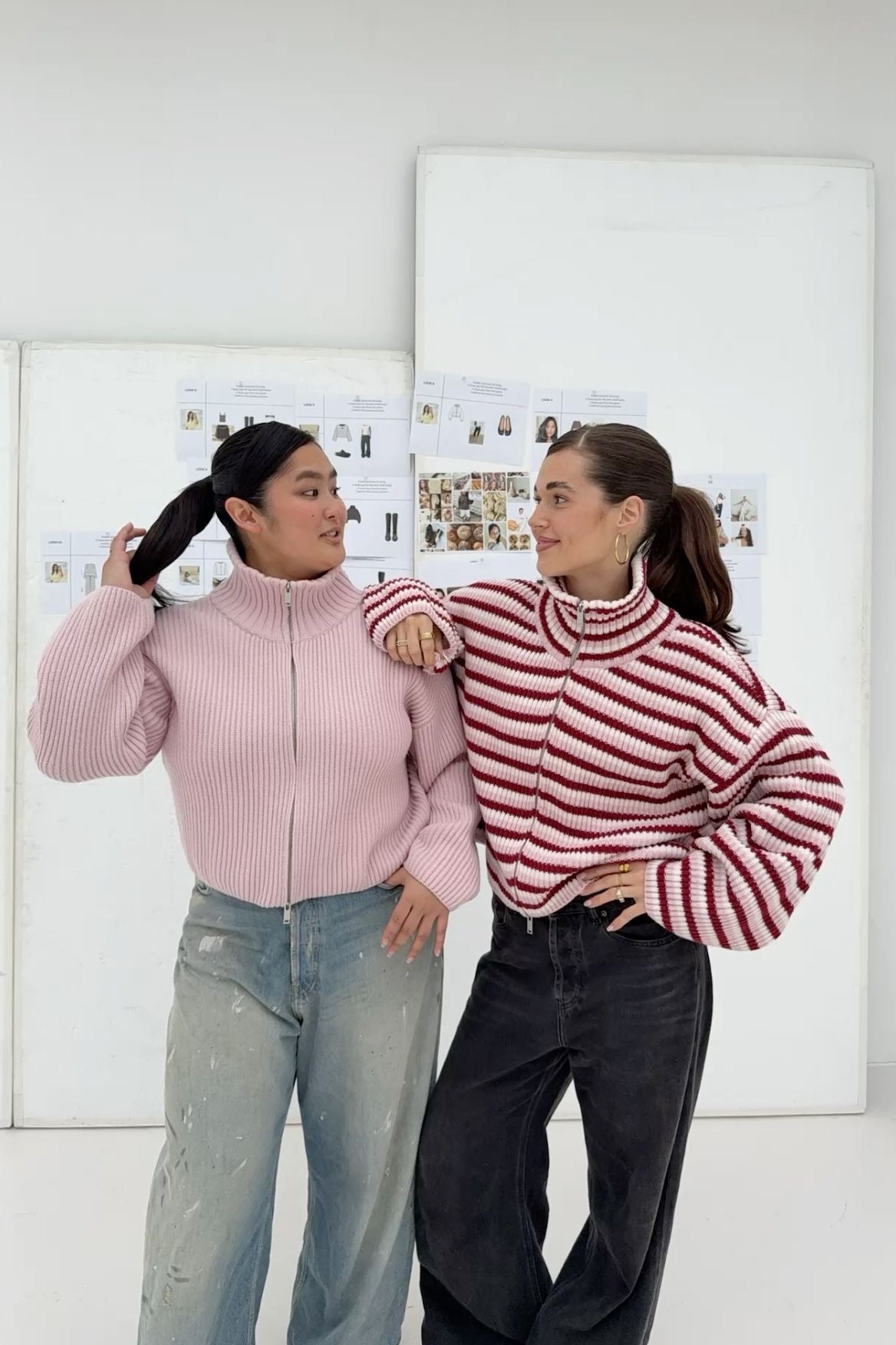 Tori | Women's Oversized Striped Zip Up Knit Sweater