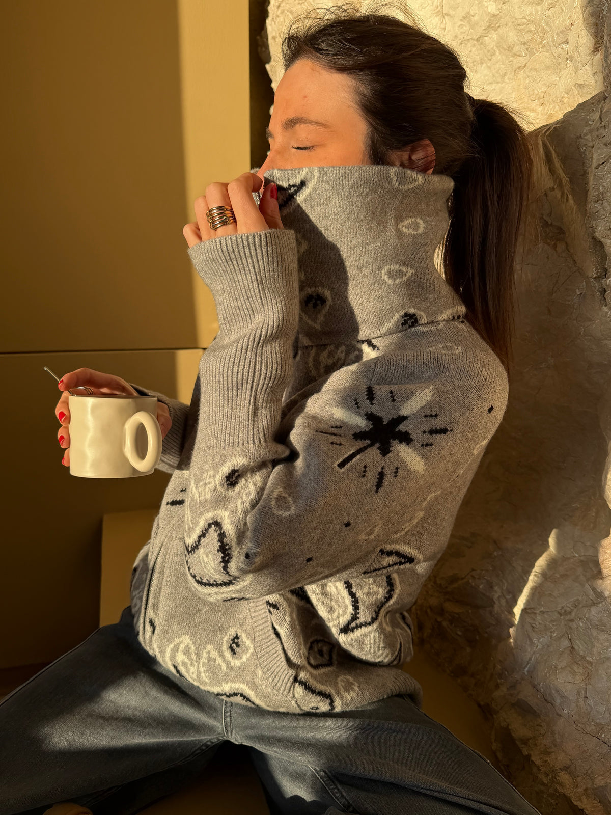 Delaney | Women's Paisley Zip Up Knit Cardigan
