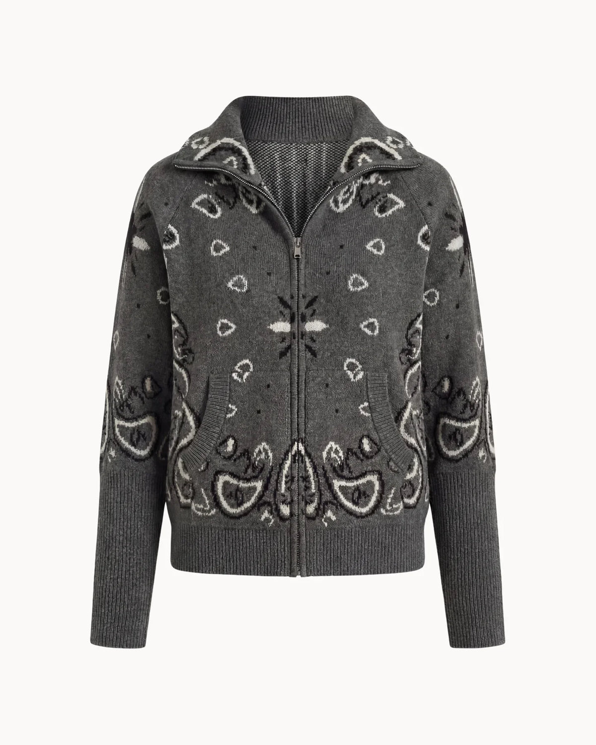 Delaney | Women's Paisley Zip Up Knit Cardigan