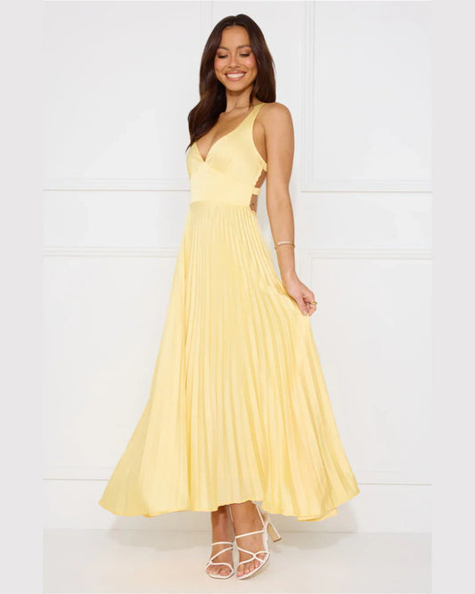 Erica | Women's Sleeveless Pleated Maxi Wedding Guest Dress