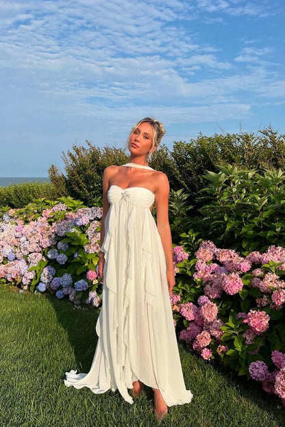 Imogen | Women's Strapless Ruffled Maxi Wedding Guest Dress