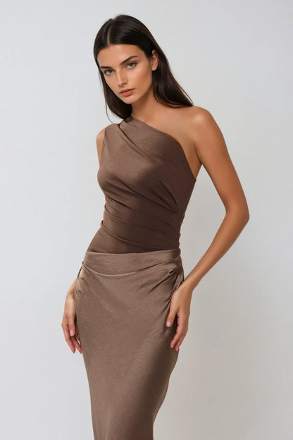 Kaelyn | Women's Elegant One Shoulder Maxi Wedding Guest Dress