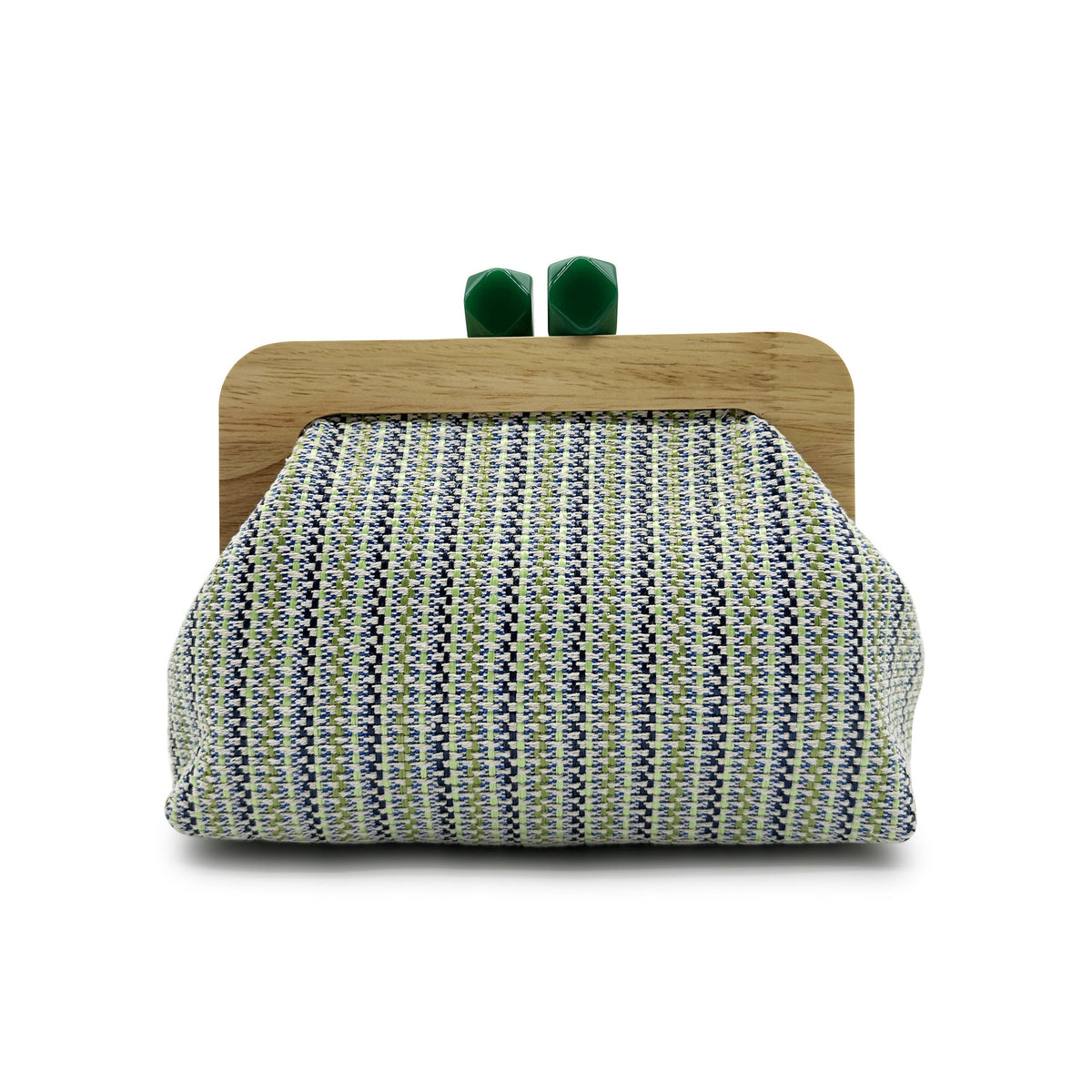 Kaia | Women’s Boho Woven Clutch Bag with Wooden Frame Bag