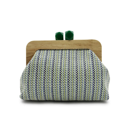 Kaia | Women’s Boho Woven Clutch Bag with Wooden Frame Bag