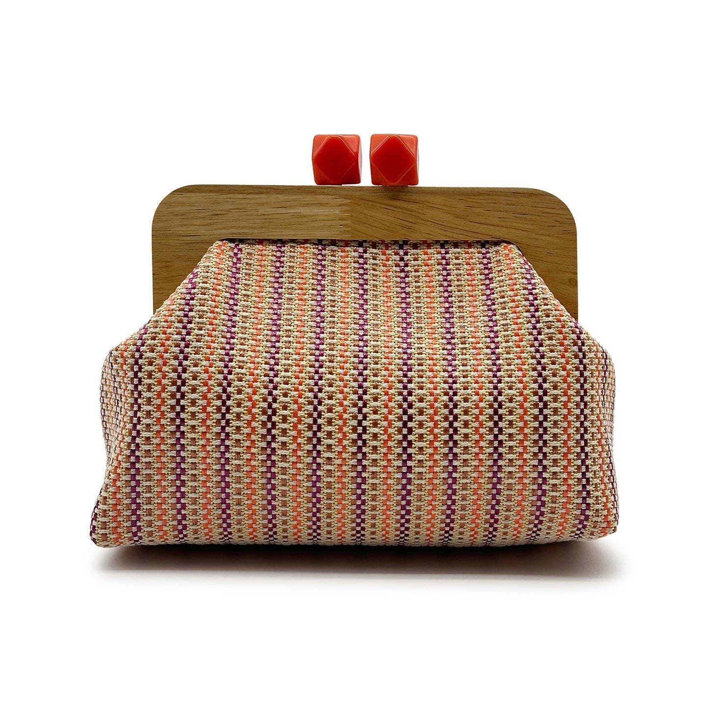 Kaia | Women’s Boho Woven Clutch Bag with Wooden Frame Bag