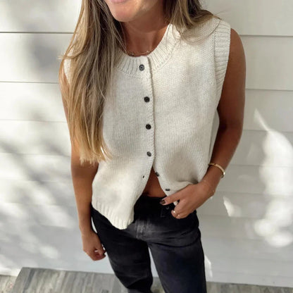Kylie | Women's Button Front Knitted Vest Cardigan