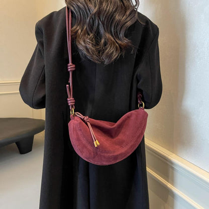 Loretta | Women's Faux Suede Crescent Shoulder Bag