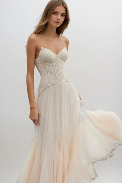 Tabitha | Women's Lace Corset Tulle Maxi Prom Dress