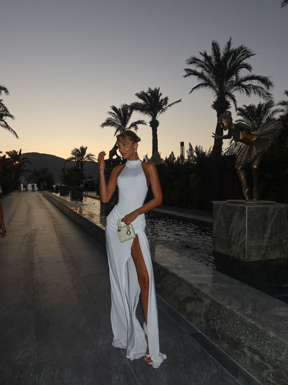Winona | Women's High-Neck Sleeveless High-Slit Maxi Summer Dress