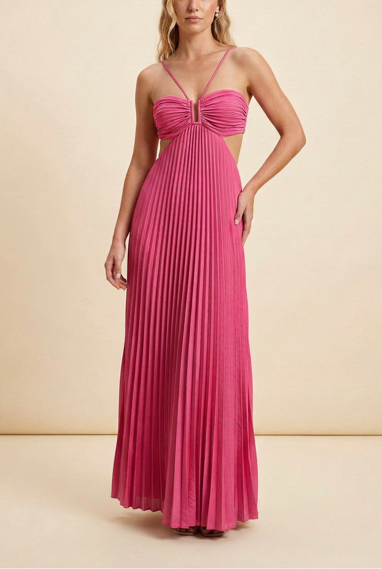 Luella | Women's Halter Pleated Maxi Prom Dress