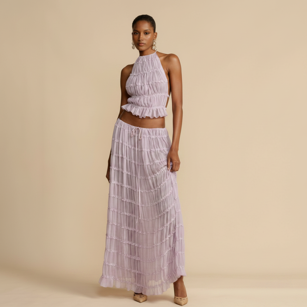 Araceli | Women's Bohemian Ruffle Summer Vacation Two-Piece Set
