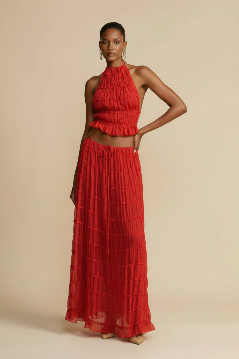 Araceli | Women's Bohemian Ruffle Summer Vacation Two-Piece Set