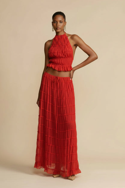 Araceli | Women's Bohemian Ruffle Summer Vacation Two-Piece Set