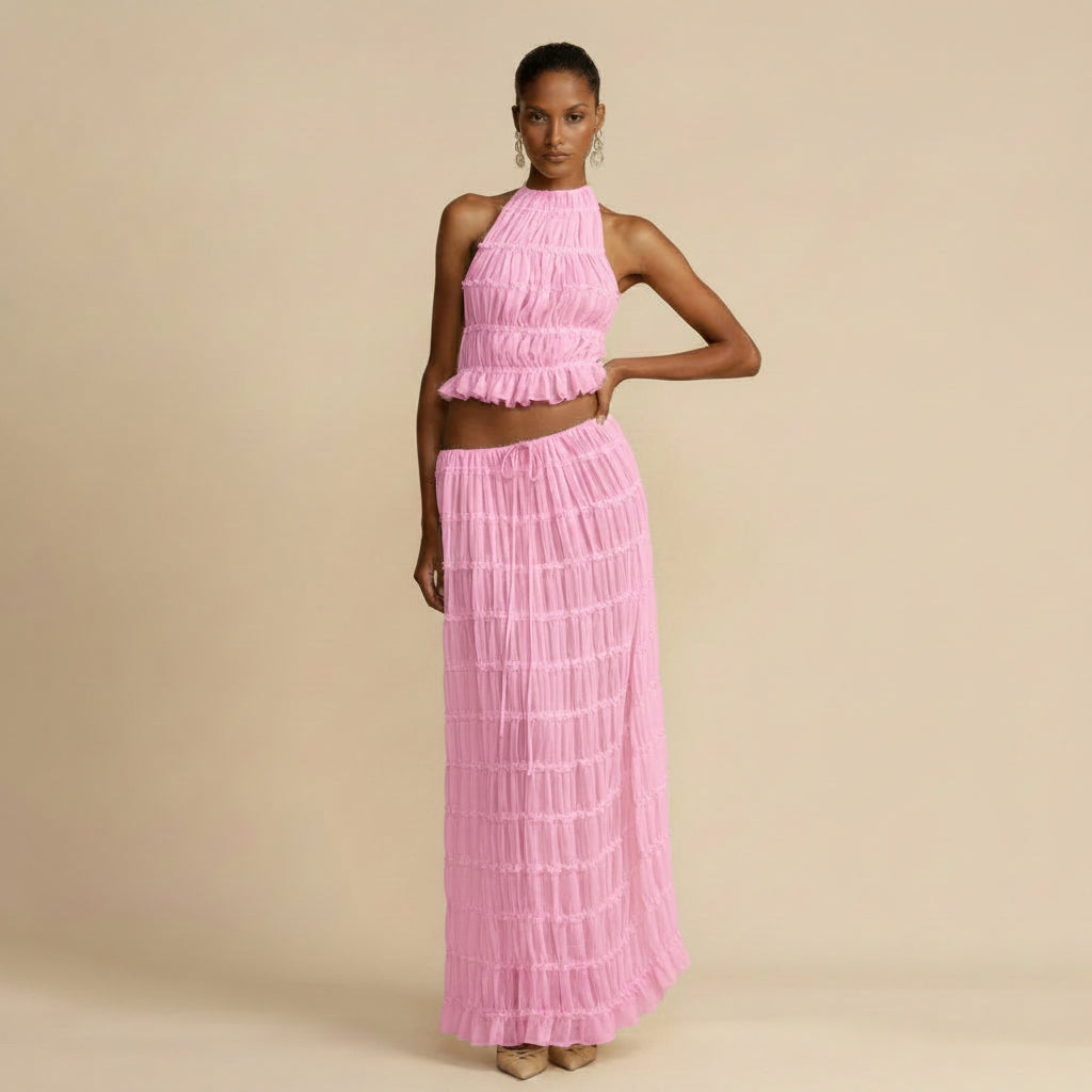Araceli | Women's Bohemian Ruffle Summer Vacation Two-Piece Set