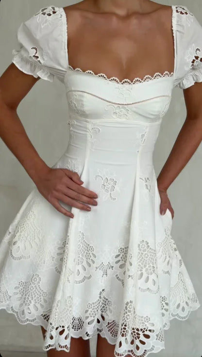 Amelie Lace Square Neck A-Line Dress