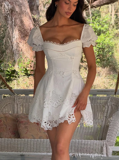 Amelie Lace Square Neck A-Line Dress